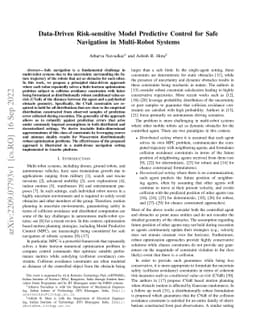 Data-Driven Risk-sensitive Model Predictive Control for Safe Navigation
  in Multi-Robot Systems