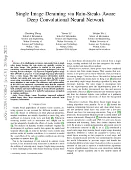 Single Image Deraining via Rain-Steaks Aware Deep Convolutional Neural
  Network