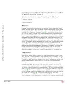 Expanding continual few-shot learning benchmarks to include recognition
  of specific instances
