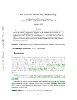 On Stochastic Orders and Total Positivity