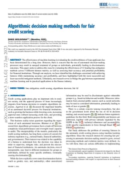 Algorithmic decision making methods for fair credit scoring