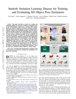 Imitrob: Imitation Learning Dataset for Training and Evaluating 6D
  Object Pose Estimators