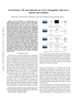 CurveFormer: 3D Lane Detection by Curve Propagation with Curve Queries
  and Attention