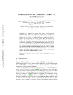 Learning Policies for Continuous Control via Transition Models