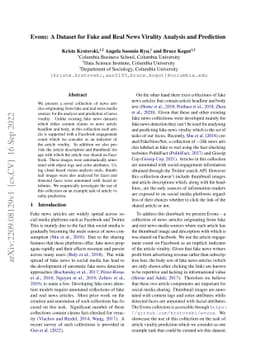 Evons: A Dataset for Fake and Real News Virality Analysis and Prediction