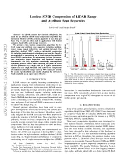 Lossless SIMD Compression of LiDAR Range and Attribute Scan Sequences