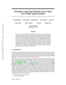 ScreenQA: Large-Scale Question-Answer Pairs over Mobile App Screenshots