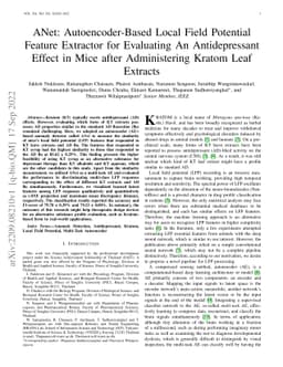 ANet: Autoencoder-Based Local Field Potential Feature Extractor for
  Evaluating An Antidepressant Effect in Mice after Administering Kratom Leaf
  Extracts