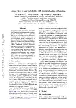 Unsupervised Lexical Substitution with Decontextualised Embeddings
