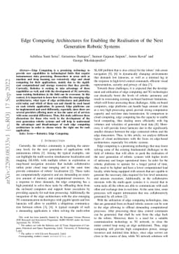 Edge Computing Architectures for Enabling the Realisation of the Next
  Generation Robotic Systems