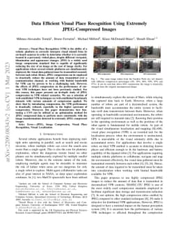 Data Efficient Visual Place Recognition Using Extremely JPEG-Compressed
  Images
