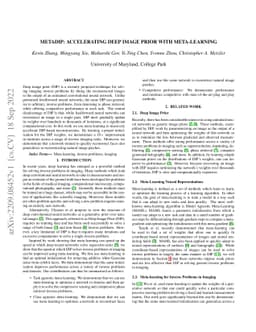 MetaDIP: Accelerating Deep Image Prior with Meta Learning