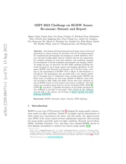 MIPI 2022 Challenge on RGBW Sensor Re-mosaic: Dataset and Report