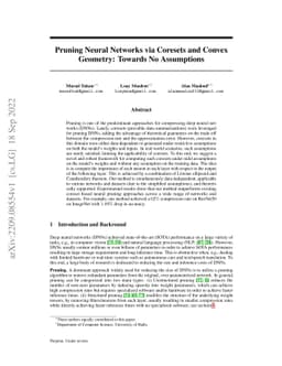 Pruning Neural Networks via Coresets and Convex Geometry: Towards No
  Assumptions