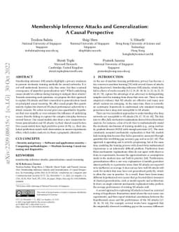 Membership Inference Attacks and Generalization: A Causal Perspective