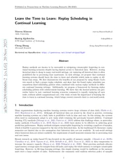 Learn the Time to Learn: Replay Scheduling in Continual Learning