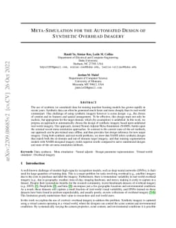 Meta-simulation for the Automated Design of Synthetic Overhead Imagery