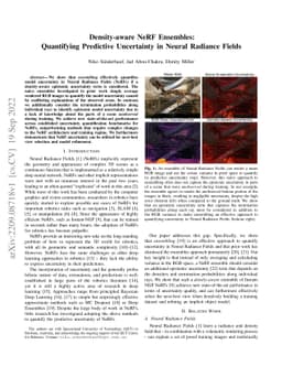Density-aware NeRF Ensembles: Quantifying Predictive Uncertainty in
  Neural Radiance Fields