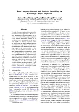 Joint Language Semantic and Structure Embedding for Knowledge Graph
  Completion