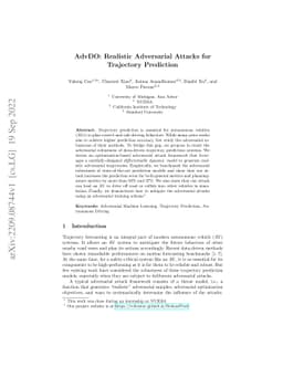 AdvDO: Realistic Adversarial Attacks for Trajectory Prediction