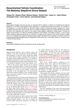 Decentralized Vehicle Coordination: The Berkeley DeepDrive Drone Dataset and Consensus-Based Models