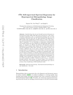 S$^3$R: Self-supervised Spectral Regression for Hyperspectral
  Histopathology Image Classification