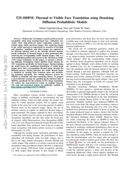 T2V-DDPM: Thermal to Visible Face Translation using Denoising Diffusion
  Probabilistic Models