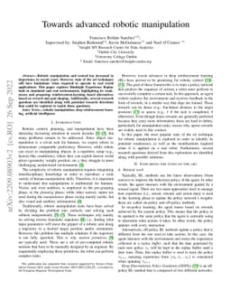 Towards advanced robotic manipulation