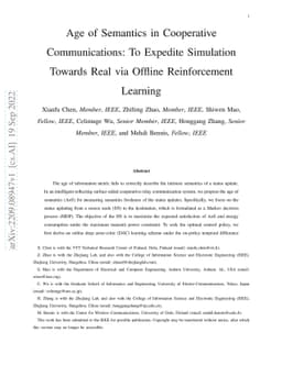 Age of Semantics in Cooperative Communications: To Expedite Simulation
  Towards Real via Offline Reinforcement Learning
