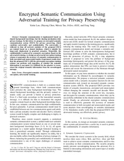 Encrypted Semantic Communication Using Adversarial Training for Privacy
  Preserving