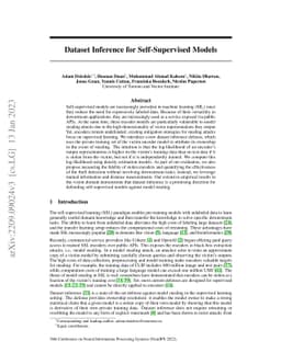 Dataset Inference for Self-Supervised Models