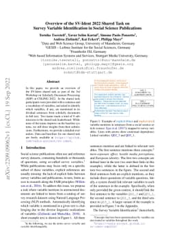 Overview of the SV-Ident 2022 Shared Task on Survey Variable
  Identification in Social Science Publications