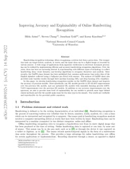 Improving Accuracy and Explainability of Online Handwriting Recognition