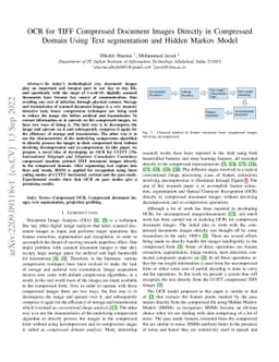 OCR for TIFF Compressed Document Images Directly in Compressed Domain
  Using Text segmentation and Hidden Markov Model