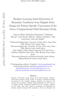 Machine Learning based Extraction of Boundary Conditions from Doppler
  Echo Images for Patient Specific Coarctation of the Aorta: Computational
  Fluid Dynamics Study