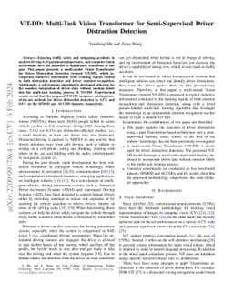 ViT-DD: Multi-Task Vision Transformer for Semi-Supervised Driver
  Distraction Detection