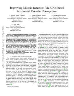 Improving Mitosis Detection Via UNet-based Adversarial Domain
  Homogenizer
