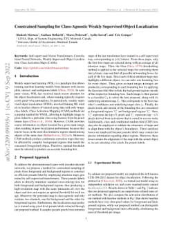 Constrained Sampling for Class-Agnostic Weakly Supervised Object
  Localization