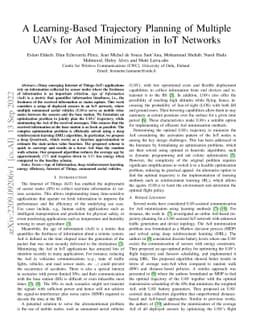 A Learning-Based Trajectory Planning of Multiple UAVs for AoI
  Minimization in IoT Networks