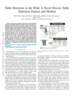 Table Detection in the Wild: A Novel Diverse Table Detection Dataset and
  Method