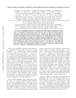 Weak-signal extraction enabled by deep-neural-network denoising of
  diffraction data