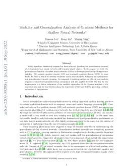 Stability and Generalization Analysis of Gradient Methods for Shallow
  Neural Networks