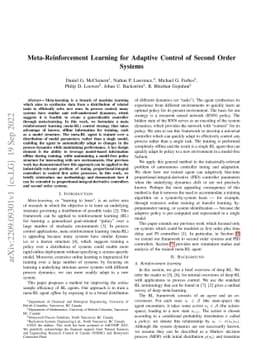 Meta-Reinforcement Learning for Adaptive Control of Second Order Systems