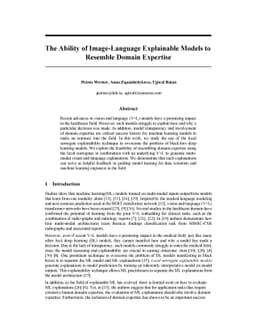 The Ability of Image-Language Explainable Models to Resemble Domain
  Expertise