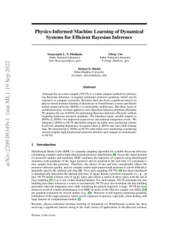 Physics-Informed Machine Learning of Dynamical Systems for Efficient
  Bayesian Inference