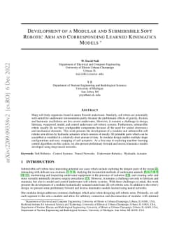 Development of a Modular and Submersible Soft Robotic Arm and
  Corresponding Learned Kinematics Models