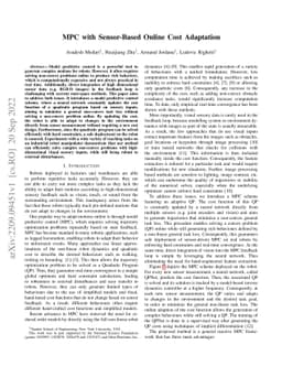 MPC with Sensor-Based Online Cost Adaptation