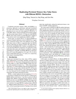 Replicating Persistent Memory Key-Value Stores with Efficient RDMA
  Abstraction