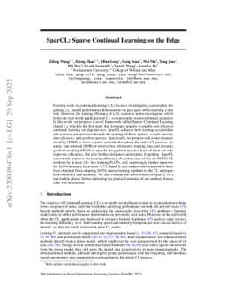 SparCL: Sparse Continual Learning on the Edge
