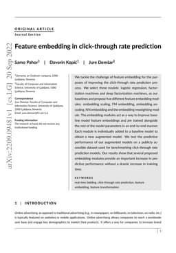 Feature embedding in click-through rate prediction